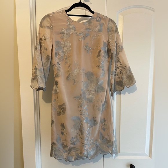 Dress the Population Paige Nude Sheath Dress Silver Embroidery - Picture 4 of 11